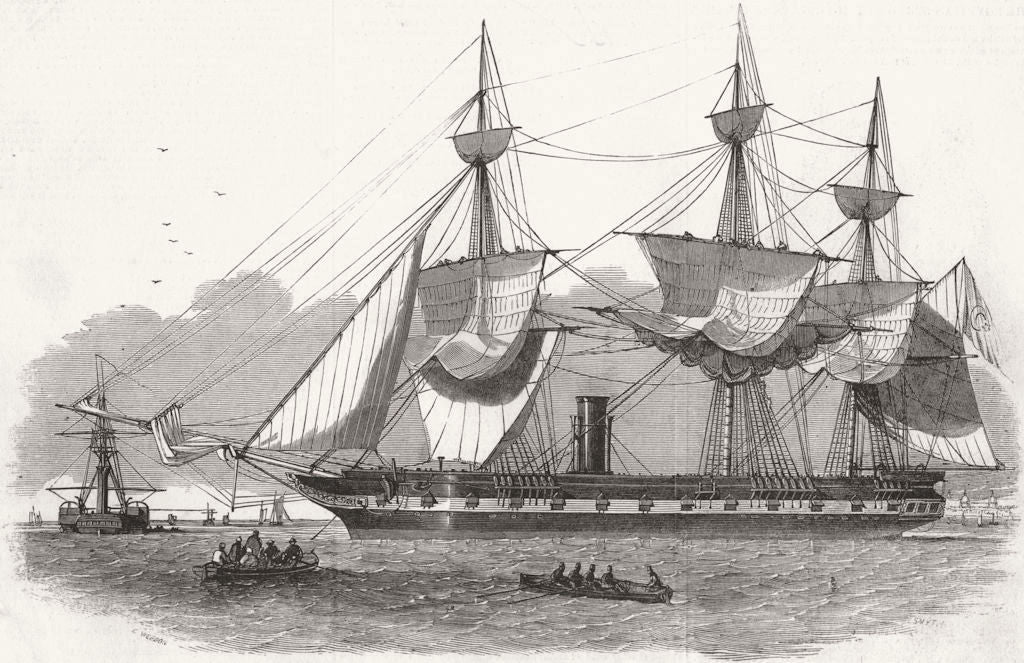 LONDON. Egyptian ship Sharkie, Blackwall 1849 old antique print picture